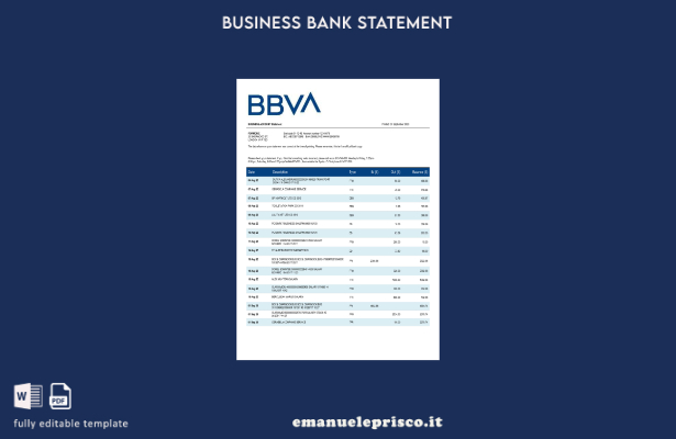 stile verificato BBVA Dichiarazione dell'organizzazione bancaria Modello Word e 